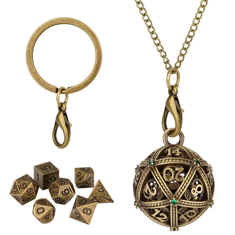 Dice Set Polyhedral - Gantungan Kunci Liontin Kotak D20 Bulat