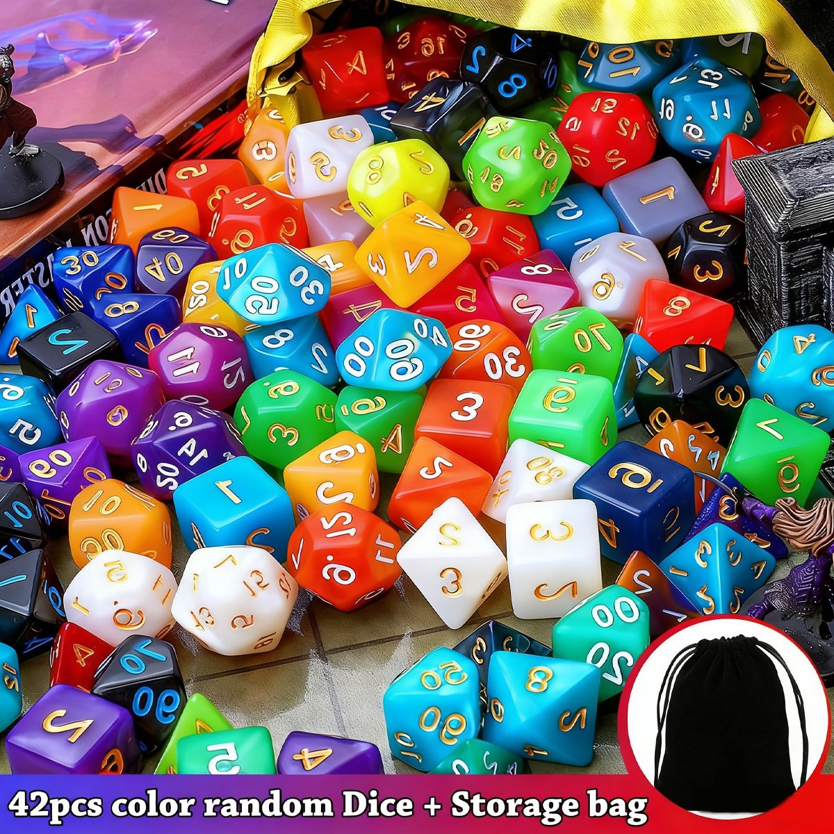 Dice Set Polyhedral - 42 Buah Set Dadu DND dengan
