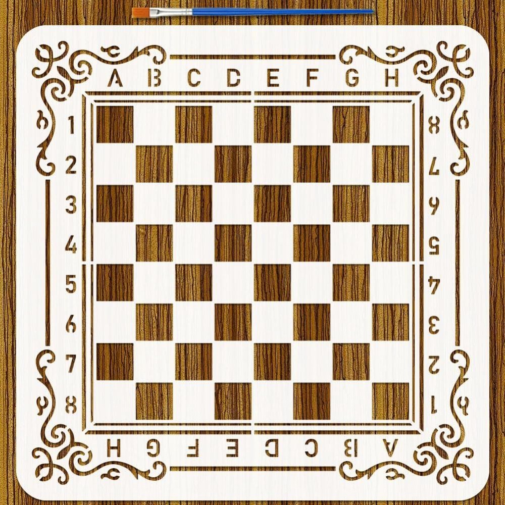 Board Game Template - Stensil Lukisan Papan Catur dengan Kuas