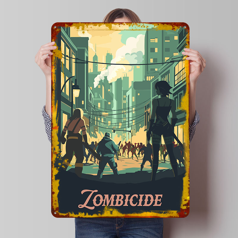 Board Game Zombicide - Poster Plakat Timah Terinspirasi dari Permainan