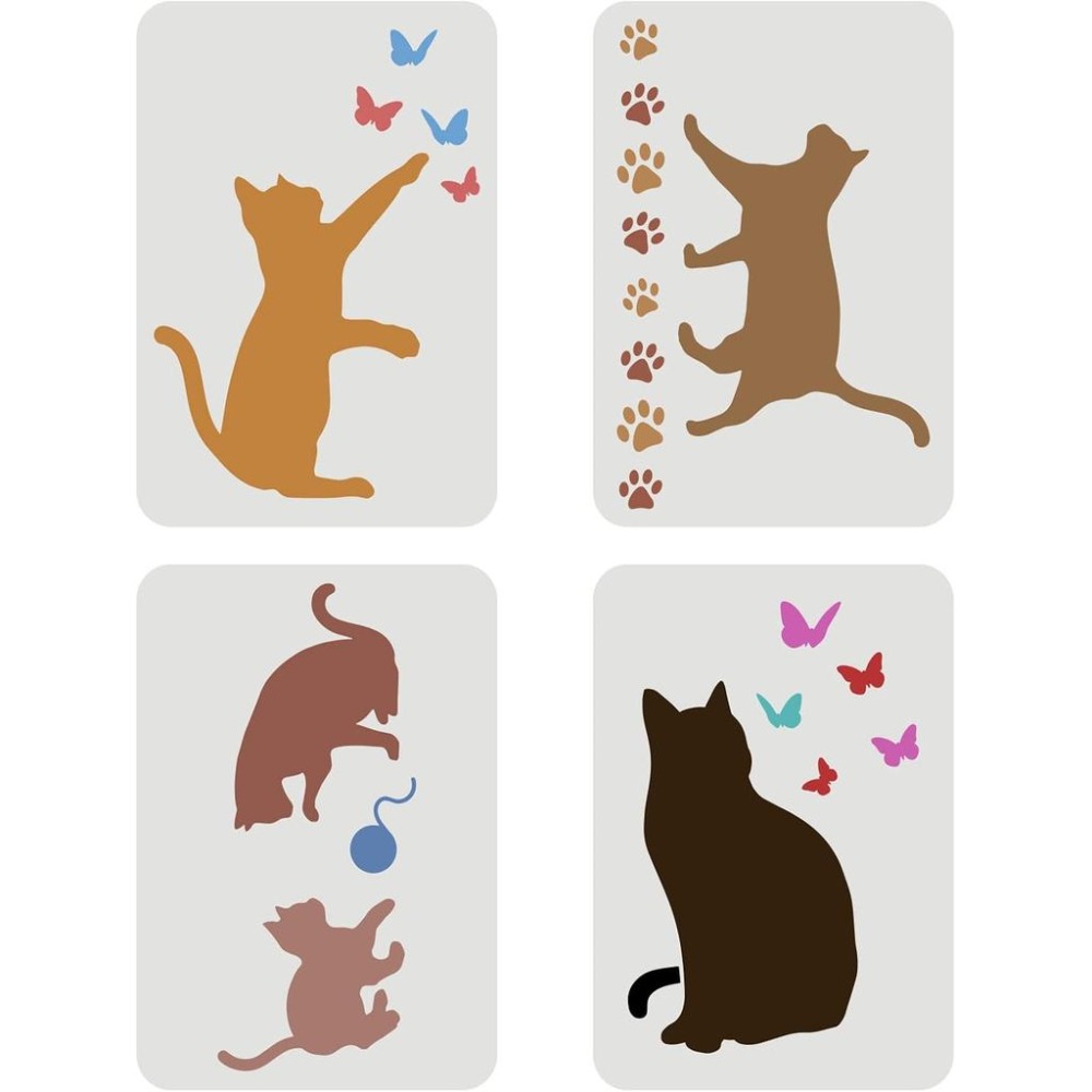 Board Game Template - 4 Buah Stensil Kucing Kupu-kupu Ukuran