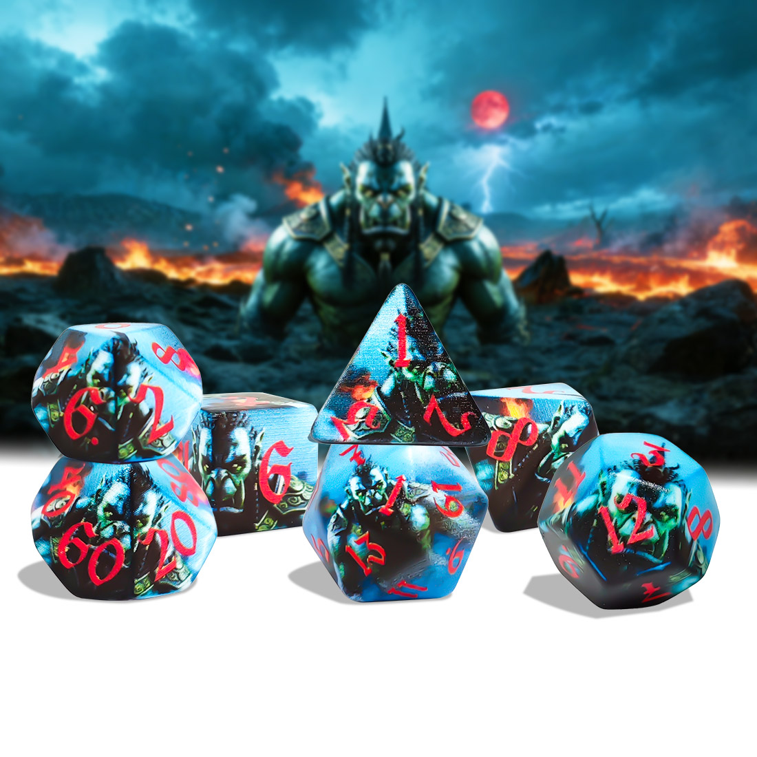 Dice Set Polyhedral - Set Dadu Polihedral 7 Buah Orc