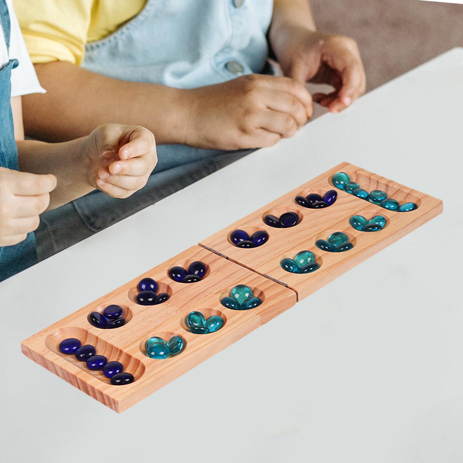 Board Game Jenga - Permainan papan Mancala kayu 48 manik,