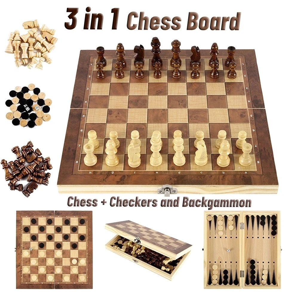 Board Game Zenith - Set Catur, Backgammon, dan Checker Kayu