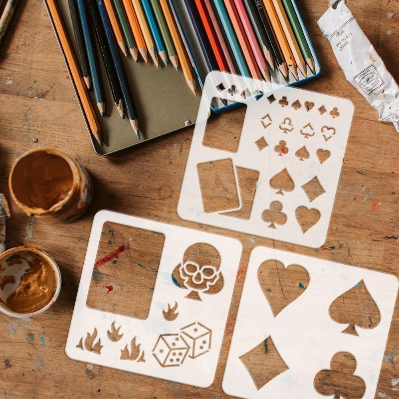 3 buah kartu permainan stensil - Board Game Template ulasan dan harga