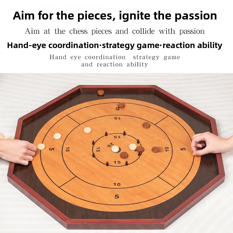 Papan Crokinole Kayu Solid - P - Board Game Zenith ulasan dan harga