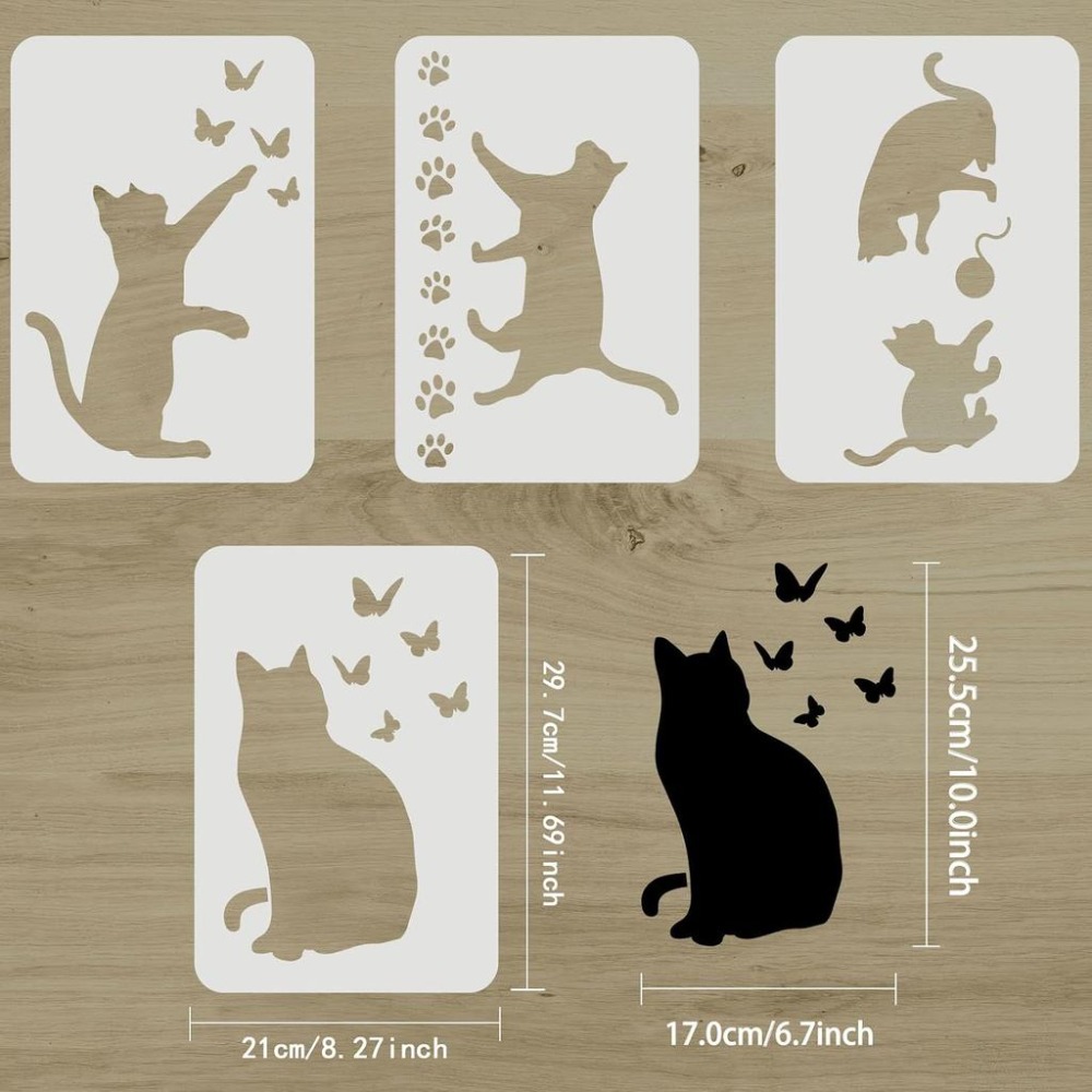 4 Buah Stensil Kucing Kupu-kup - Board Game Template ulasan dan harga