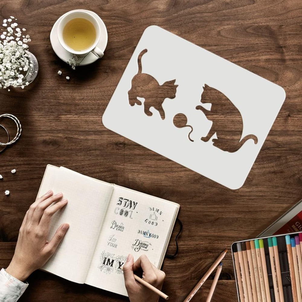 4 Buah Stensil Kucing Kupu-kup - Board Game Template ulasan dan harga